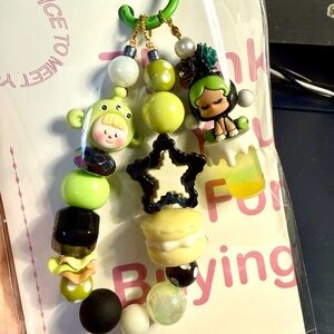 Handmade Bag Charm with Green beads